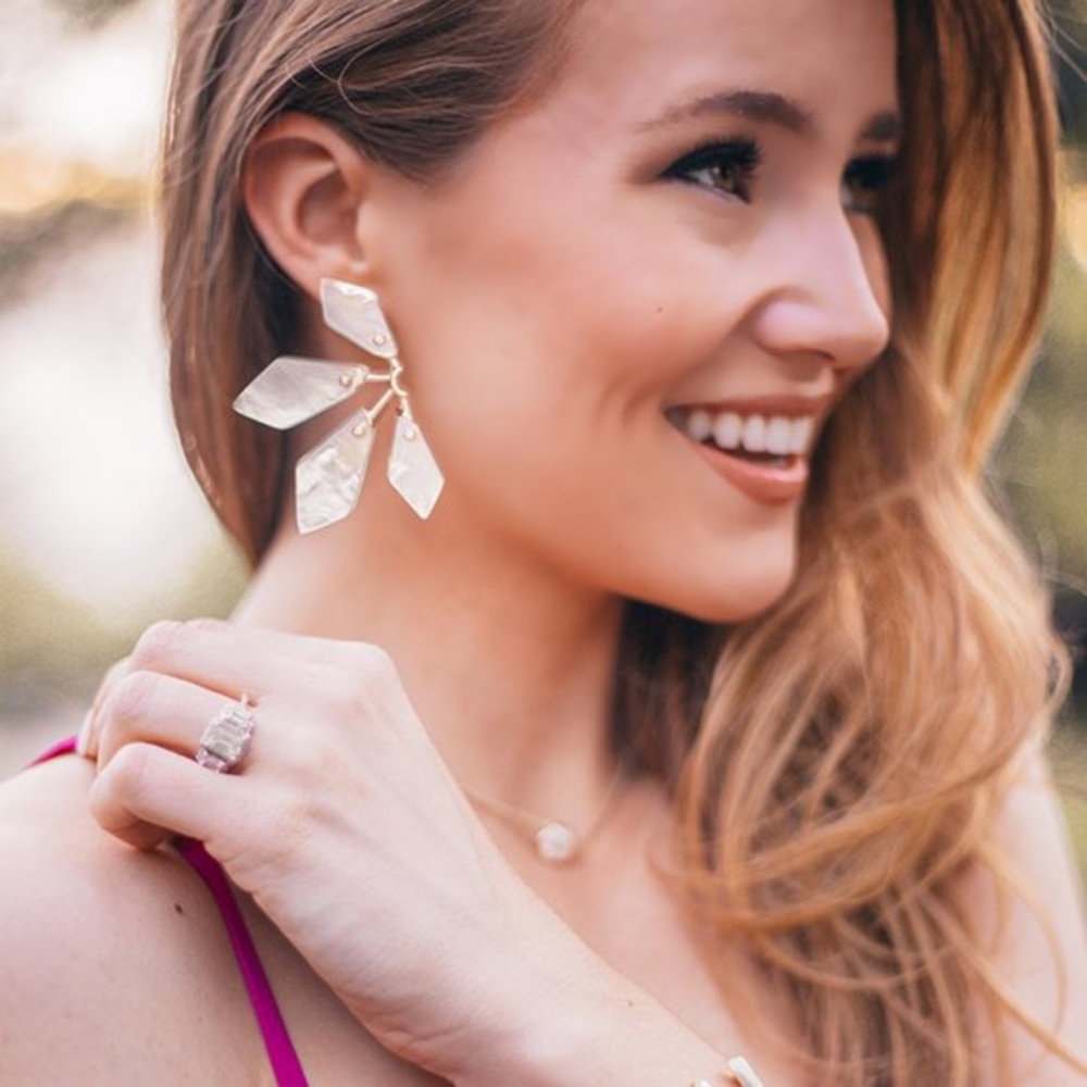 Kendra Scott Malika Statement Earrings in White Mother of Pearl